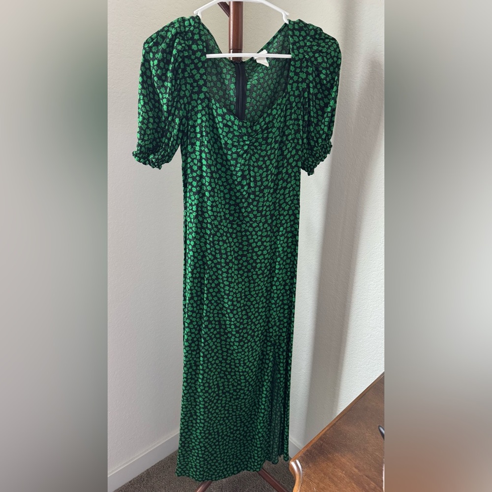 H&M Green Leaf Print Maxi Dress